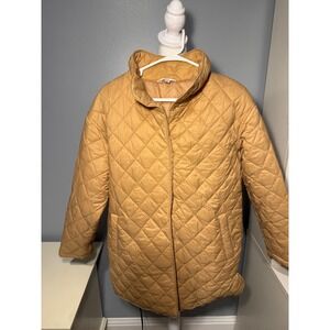 Time and Tru Women Quilted Snap Button Collared Jacket Size M 8 10 Tan Camel